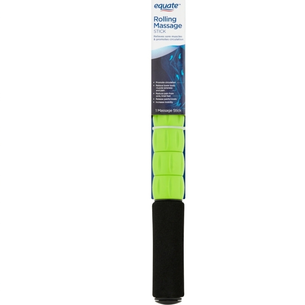 Equate Rolling Massage Stick with 4 Green Rollers & comfort handles - NEW!